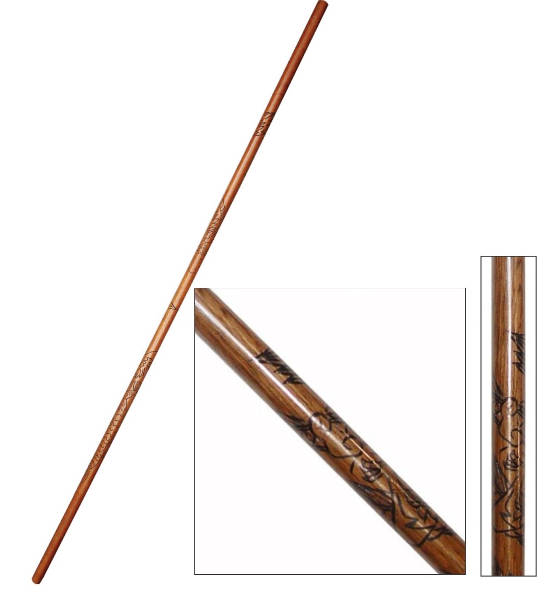 Bo/Staff 72" x 30mm Red Oak Carved Wood Giri Martial Arts Supplies