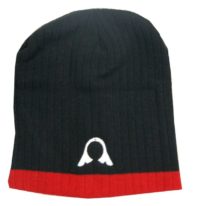 Warrior Beanie Blk/Red with Helmet Logo