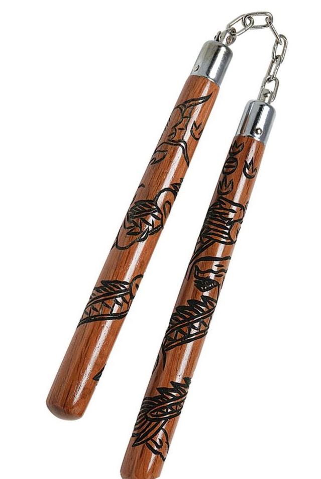 Nunchaku 12" Wood Carved Dragon Giri Martial Arts Supplies