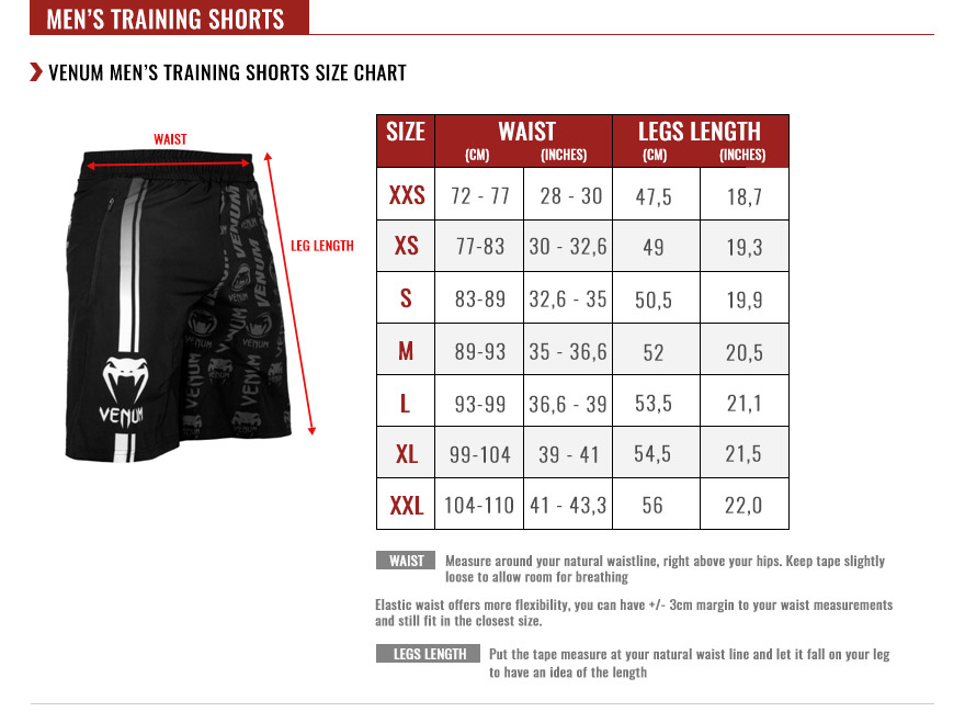SIZE CHART TECHNICAL TRAINING SHORTS EN_SIZEGUIDE_TECHNICAL