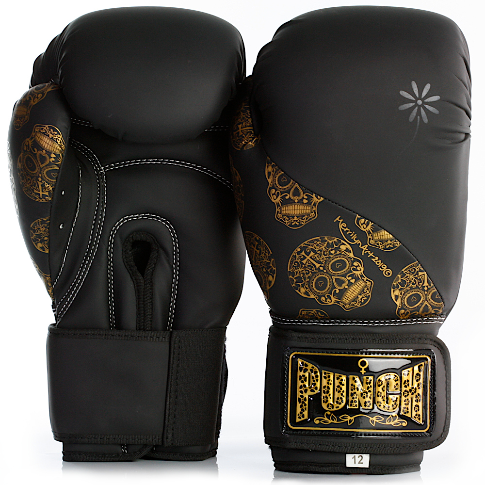 Punch Womens Boxing Glove Skull Art Black Giri