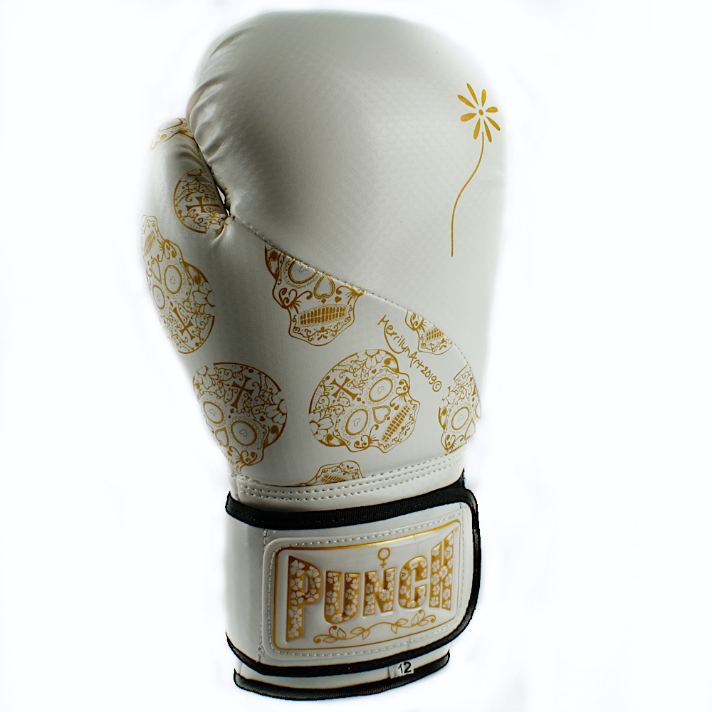 Punch Womens Boxing Glove Skull Art White Giri Martial Arts Supplies