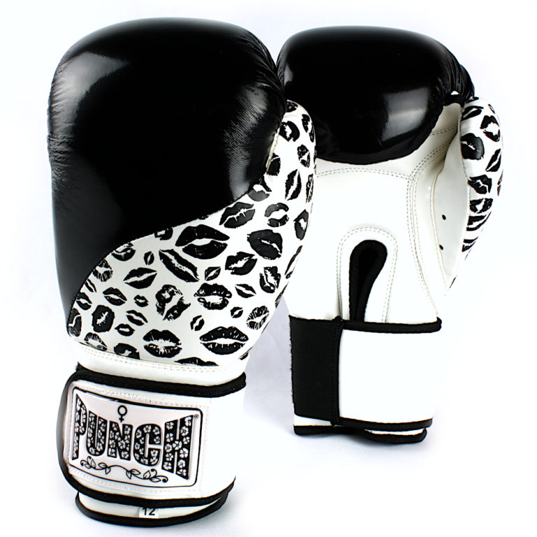 Punch Womens Boxing Gloves 12oz Lip Art Black Giri Martial Arts