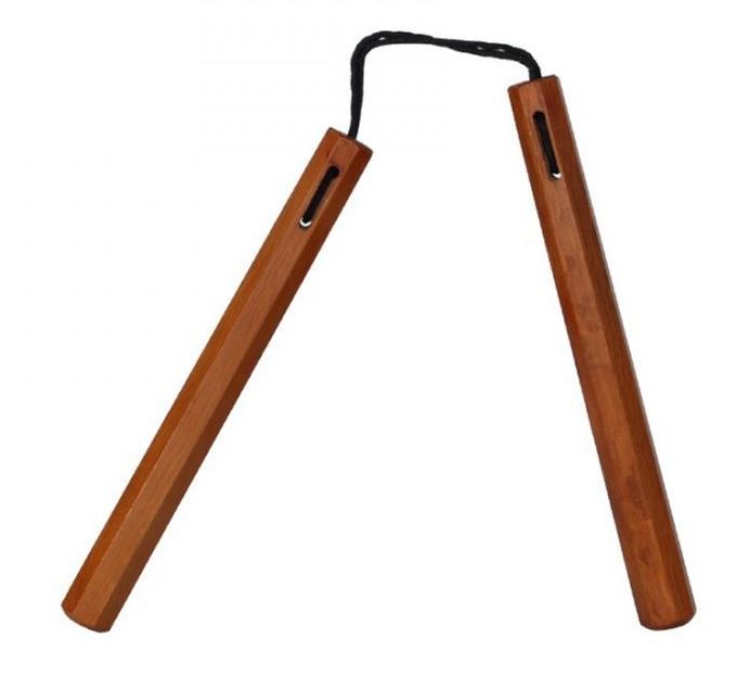 Nunchaku 14" Wood Octagonal with Rope Giri Martial Arts Supplies