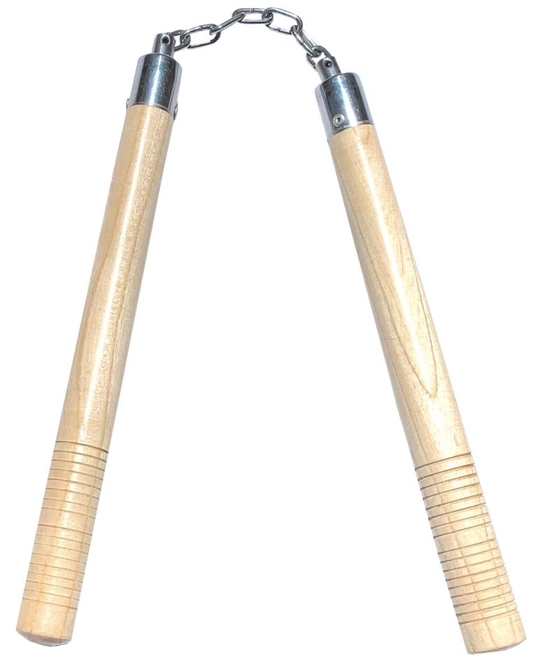Nunchaku 12″ White Wood with 17 Grooves Giri Martial Arts Supplies