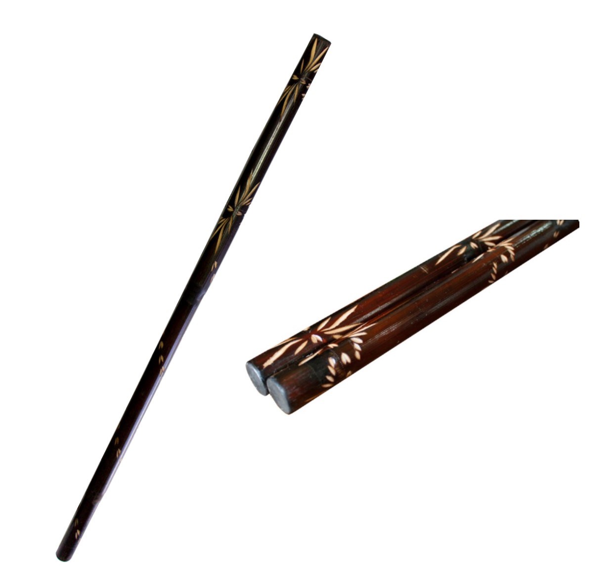 Filipino Rattan Stick Black Engraved 28″ x 1″ Giri Martial Arts Supplies