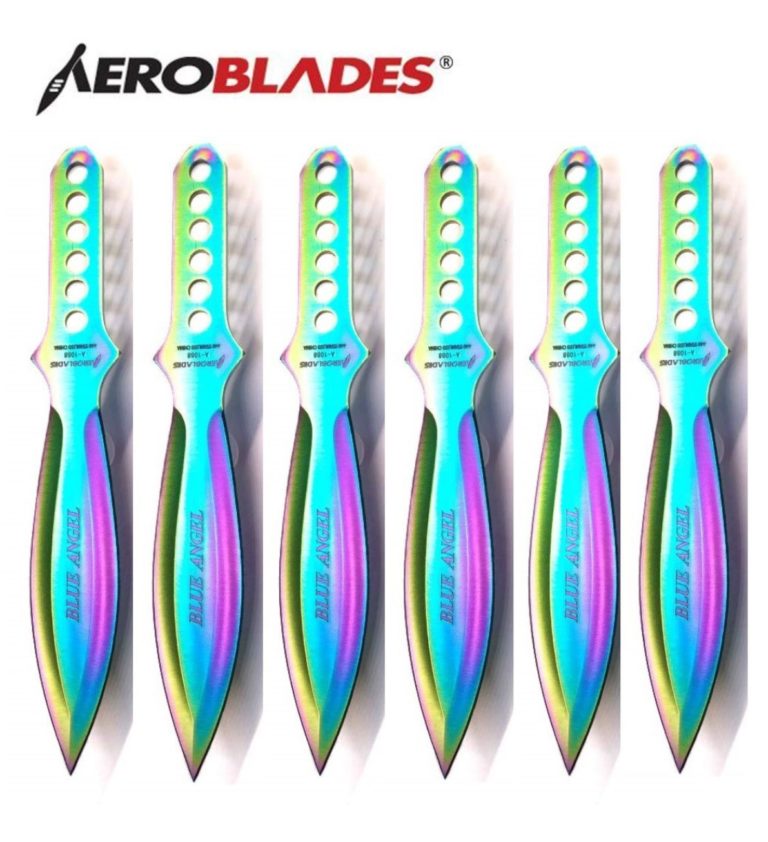 Aeroblades 6 Piece Blue Angel Throwing Knife Set 9" Giri Martial Arts
