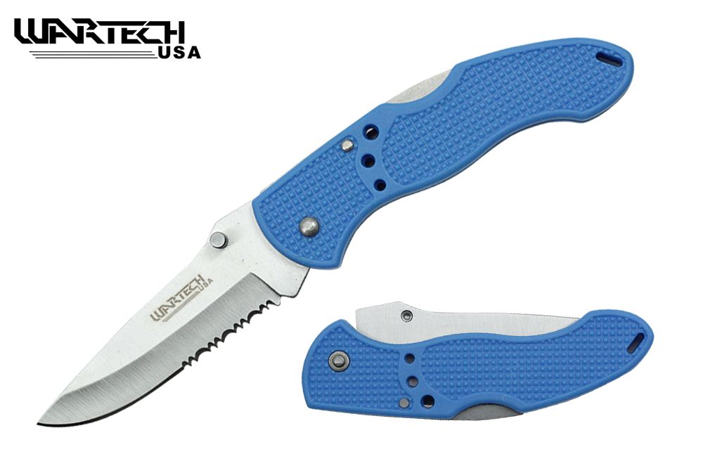 Wartech Regular Blue Manual Folding Knife 7″ - Giri Martial Arts Supplies