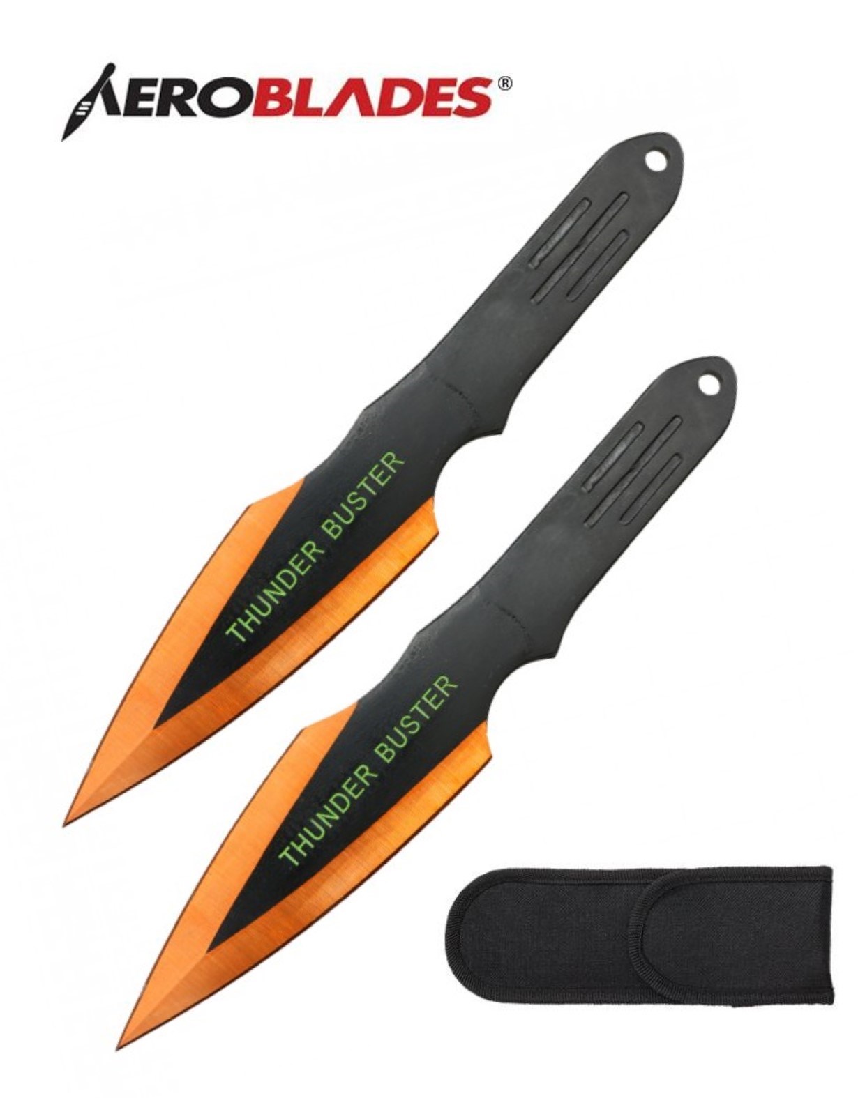 Aeroblades 2 Piece Black/Gold Thunder Buster Throwing Knife Set 9