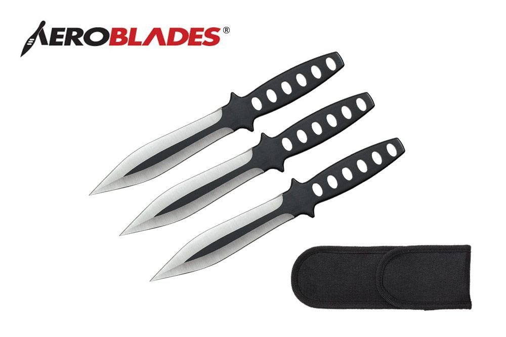 Aeroblades 3 Piece Two Tone Throwing Knives 9″ Giri Martial Arts Supplies