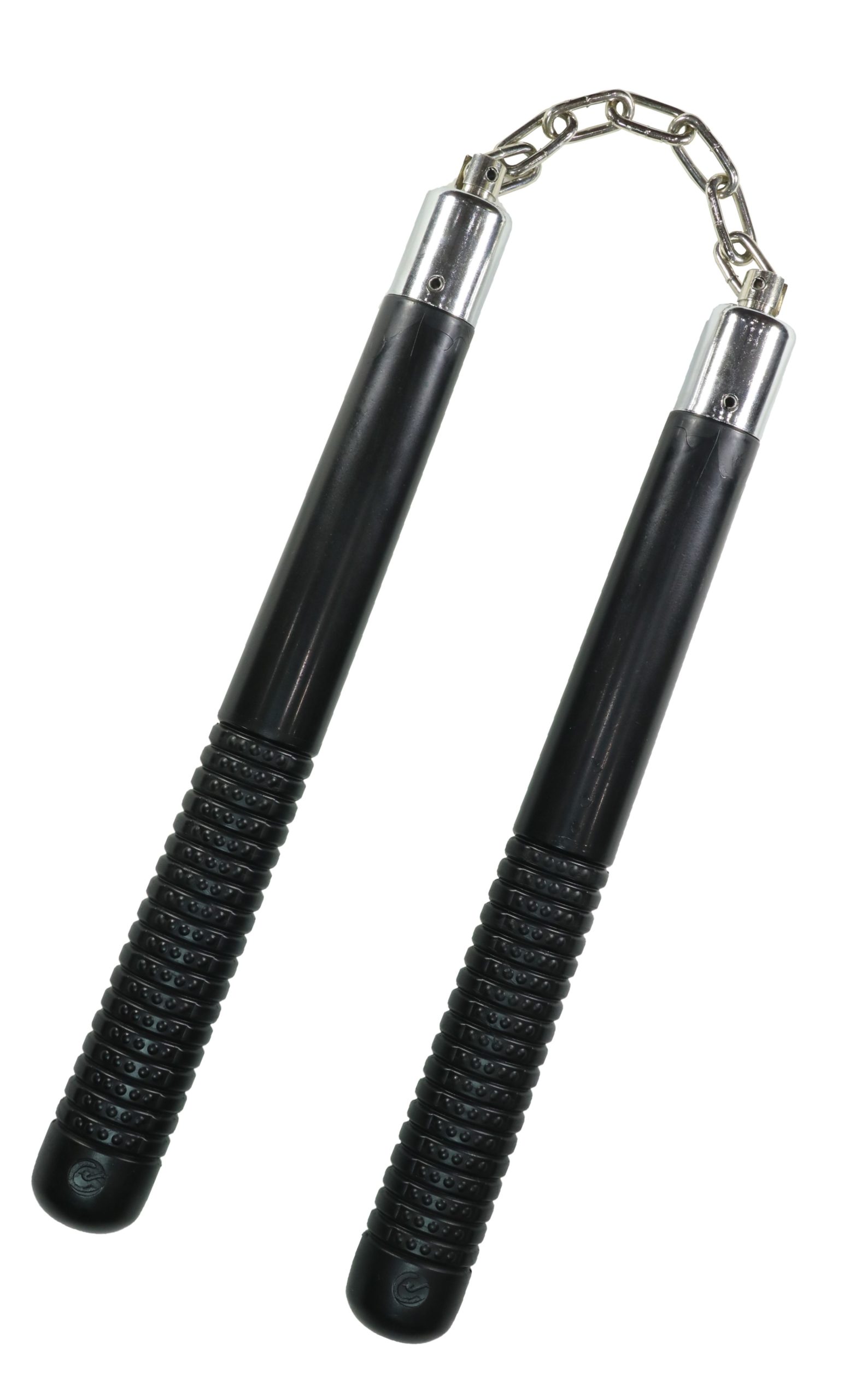 Nunchaku 12" Black Polypropylene Round with Grooves Giri Martial Arts