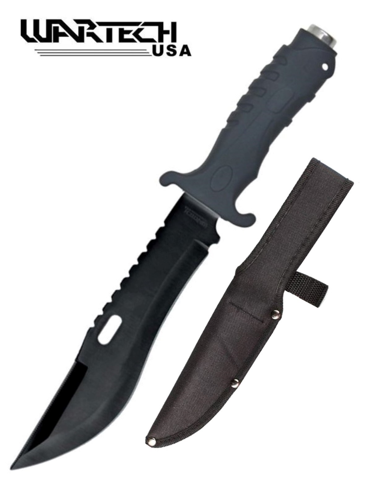 Wartech USA Black 12 7/8″ Hunting Fixed Blade Knife Giri Martial Arts