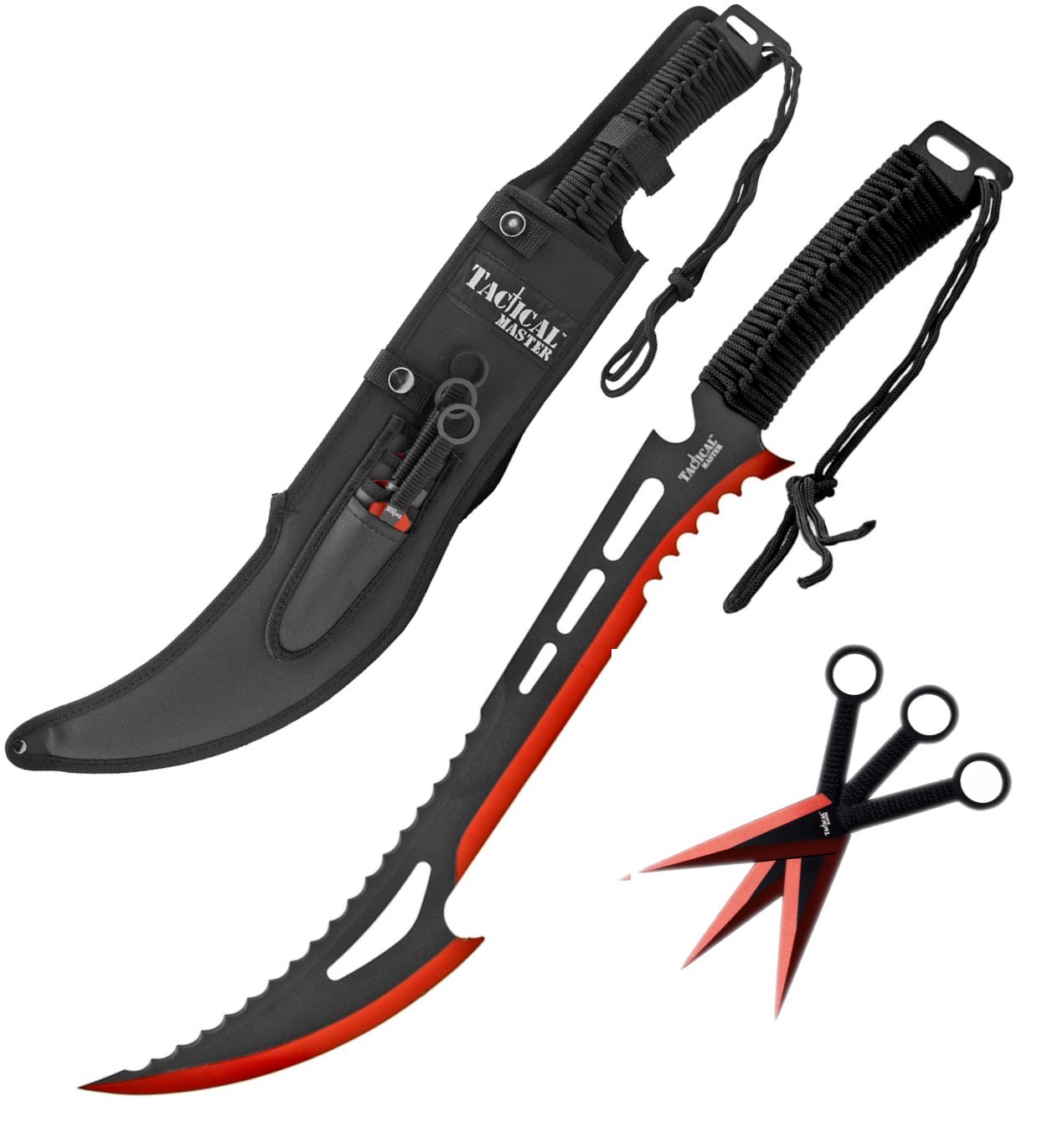 Tactical Master Machete Sword with 3 Throwing Knives Giri Martial